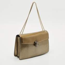 Bvlgari Olive Green Medium Serpenti Forever Flap Shoulder Bag