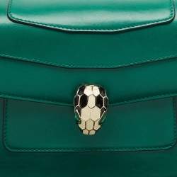 Bvlgari Green Leather Medium Serpenti Forever Shoulder Bag