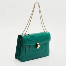 Bvlgari Green Leather Medium Serpenti Forever Shoulder Bag