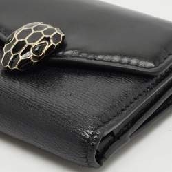 Bvlgari Black Leather Serpenti Forever Trifold Wallet