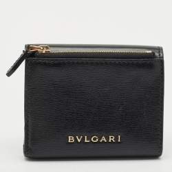 Bvlgari Black Leather Serpenti Forever Trifold Wallet