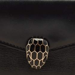Bvlgari Black Leather Serpenti Forever Trifold Wallet