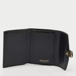 Bvlgari Black Leather Serpenti Forever Trifold Wallet