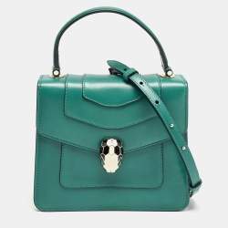 Bvlgari Green Leather Serpenti Forever Top Handle Bag
