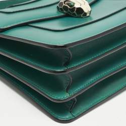 Bvlgari Green Leather Serpenti Forever Top Handle Bag