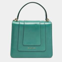Bvlgari Green Leather Serpenti Forever Top Handle Bag