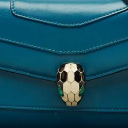 Bvlgari Blue Leather Small Serpenti Forever Shoulder Bag