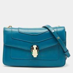 Bvlgari Blue Leather Small Serpenti Forever Shoulder Bag