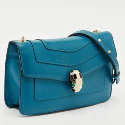 Bvlgari Blue Leather Small Serpenti Forever Shoulder Bag