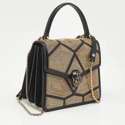 Bvlgari Black Million Chain Leather Small Serpenti Forever Top Handle Bag