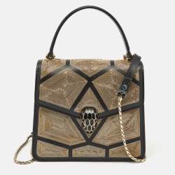 Bvlgari Black Million Chain Leather Small Serpenti Forever Top Handle Bag