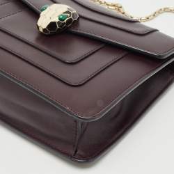 Pre Owned حقيبة كتف بلغاري سيربنتي فوريفر جلد برقوقي صغيرة