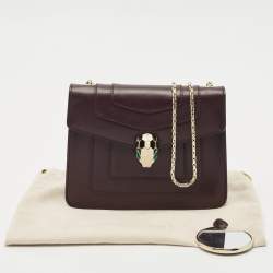 Pre Owned حقيبة كتف بلغاري سيربنتي فوريفر جلد برقوقي صغيرة