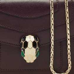 Pre Owned حقيبة كتف بلغاري سيربنتي فوريفر جلد برقوقي صغيرة