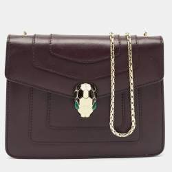 Bvlgari Plum Leather Small Serpenti Forever Shoulder Bag