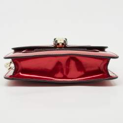 Pre Owned Bvlgari Metallic Red Patent Leather Small Serpenti Forever Shoulder Bag