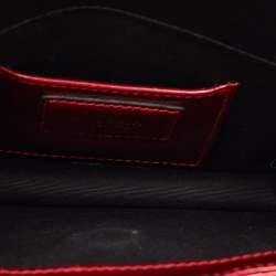 Pre Owned Bvlgari Metallic Red Patent Leather Small Serpenti Forever Shoulder Bag