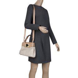 Bvlgari Beige Canvas and Leather Isabella Rossellini Shoulder Bag