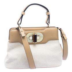 Bvlgari Beige Canvas and Leather Isabella Rossellini Shoulder Bag