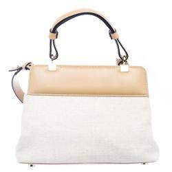 Bvlgari Beige Canvas and Leather Isabella Rossellini Shoulder Bag