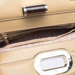Bvlgari Beige Canvas and Leather Isabella Rossellini Shoulder Bag