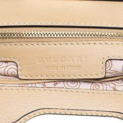 Bvlgari Beige Canvas and Leather Isabella Rossellini Shoulder Bag