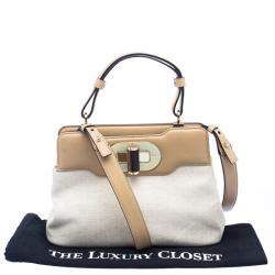Bvlgari Beige Canvas and Leather Isabella Rossellini Shoulder Bag