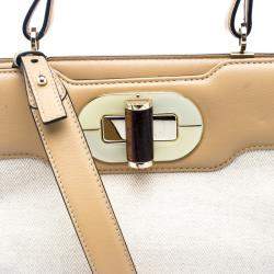 Bvlgari Beige Canvas and Leather Isabella Rossellini Shoulder Bag