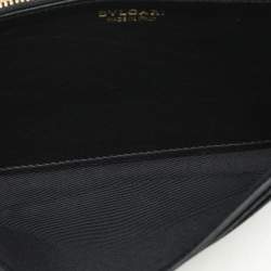 Bvlgari Black Leather Double Ring Flap Continental Wallet