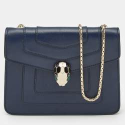 Bvlgari Navy Blue Leather Small Serpenti Forever Crossbody Bag