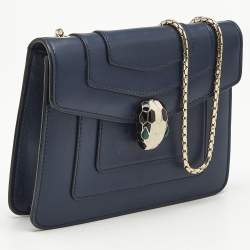 Bvlgari Navy Blue Leather Small Serpenti Forever Crossbody Bag