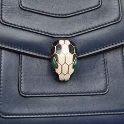 Bvlgari Navy Blue Leather Small Serpenti Forever Crossbody Bag