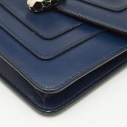 Bvlgari Navy Blue Leather Small Serpenti Forever Crossbody Bag