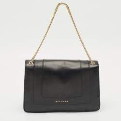 Bvlgari Black Leather Medium Serpenti Forever Shoulder Bag