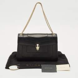 Bvlgari Black Leather Medium Serpenti Forever Shoulder Bag
