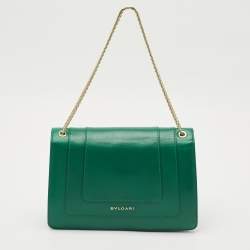 Bvlgari Green Leather Medium Serpenti Forever Shoulder Bag