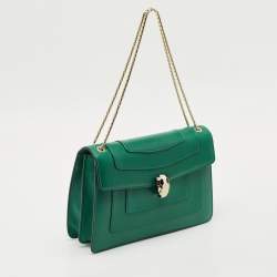 Bvlgari Green Leather Medium Serpenti Forever Shoulder Bag
