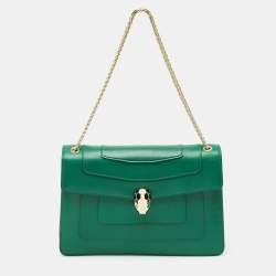 Bvlgari Green Leather Medium Serpenti Forever Shoulder Bag