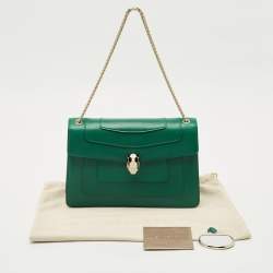 Bvlgari Green Leather Medium Serpenti Forever Shoulder Bag