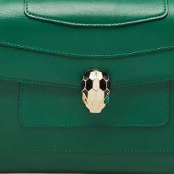 Bvlgari Green Leather Medium Serpenti Forever Shoulder Bag