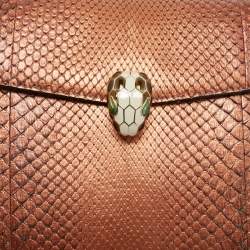 Pre Owned Bvlgari Bronze Python Medium Limited Edition 23/30 Serpenti Forever Shoulder Bag