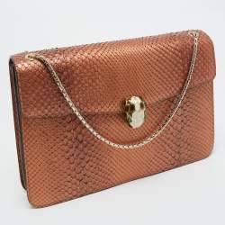 Pre Owned Bvlgari Bronze Python Medium Limited Edition 23/30 Serpenti Forever Shoulder Bag