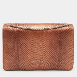 Pre Owned Bvlgari Bronze Python Medium Limited Edition 23/30 Serpenti Forever Shoulder Bag
