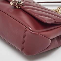 Pre Owned حقيبة كتف بلغاري كابوشون سيربنتي جلد مبطن بورغندي صغيرة