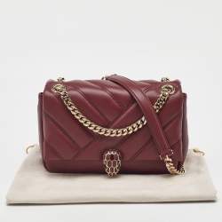 Pre Owned حقيبة كتف بلغاري كابوشون سيربنتي جلد مبطن بورغندي صغيرة