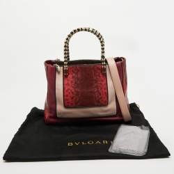 Pre Owned Bvlgari Tri Color Leather and Kurung Serpenti Scaglie Tote