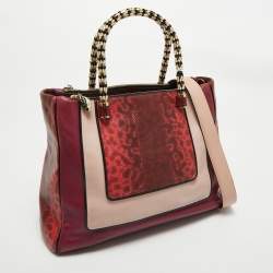 Pre Owned Bvlgari Tri Color Leather and Kurung Serpenti Scaglie Tote