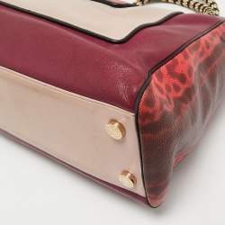 Pre Owned Bvlgari Tri Color Leather and Kurung Serpenti Scaglie Tote