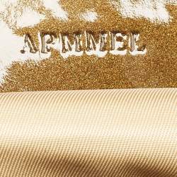 Pre Owned Bvlgari Dark Brown/Grey Patent Leather and Canvas Middle Zip Tote