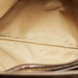 Pre Owned Bvlgari Dark Brown/Grey Patent Leather and Canvas Middle Zip Tote